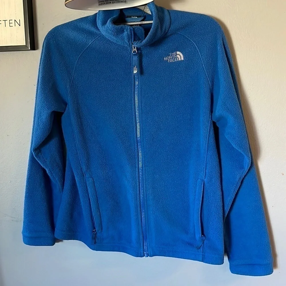 NORTH Face Blue Fleece Full Zip Jacket Size Boys Large (14/16)